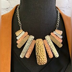 Brutalist Mixed Metal Statement Necklace